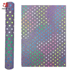 Rainbow Sparkle Polka Dots Fine Glitter Faux Leather for DIY Crafts and Handmade Accessories (Light Purple Dots)