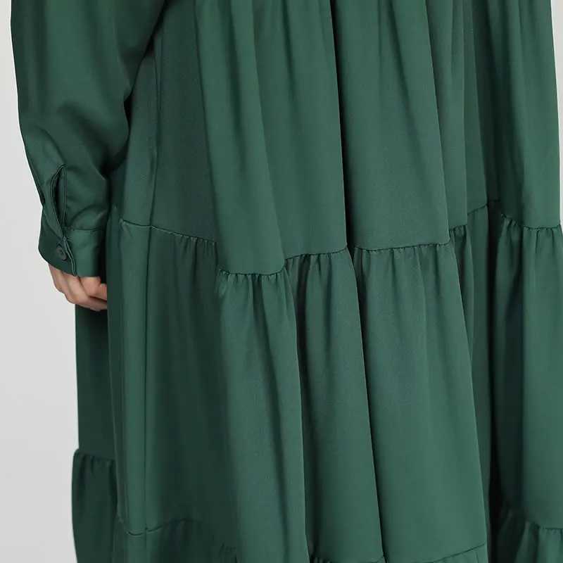 XITAO Длинное Макси платье большого размера женское корейское модное Плиссированное однобортное осеннее лоскутное винтажное платье с рюшами WQR1646