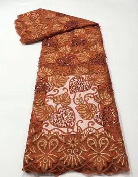 

Sequined lace fabric 2020 fashion women cord lace for wedding latest african french guipure lace embroidery high quality 5yards