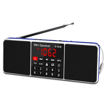 

Multifunction Digital Fm Radio Dual Speaker Mp3 Music Player Support 3.5mm Headphone with Led Screen Display /Timer Function(Bla