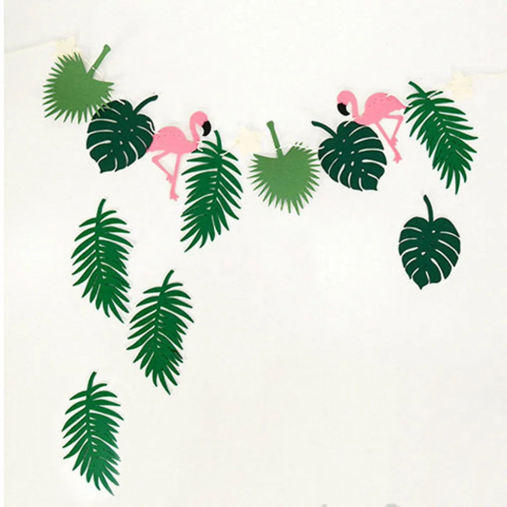 

Hot Fashion Summer Flamingo Leaves Garland Light LED Photo Prop Tropical Luau Party Birthday Pool Home Decoration Flags Lamp L99