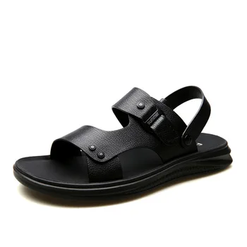 

2020 Men Sandals Genuine Split Leather Men Beach Sandals Brand Men Casual Shoes Flip Flops Men Slippers Sneakers Summer Shoes