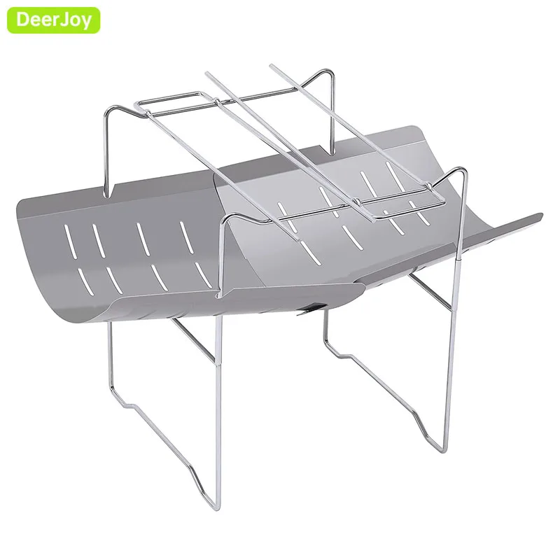 

Portable Stainless Steel Wood Burning Grill and Fire Pit with Carrying Bag Outdoor Folding Camp Stove Bonfire Campfire Grill