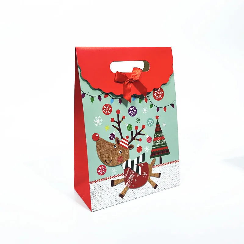 12 шт./компл. ярко-красного цвета с рисунком Санта Клауса, большие сумки, Reutilizables Веселый Рождественский подарок сумки Бумага рождественские конфеты сумка с ручками