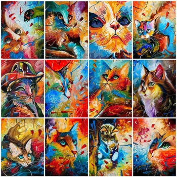 

Evershine 5D DIY Full Square Round Diamond Painting Cat Diamond Embroidery Sale Animal Rhinestone Pictures Home Decoration
