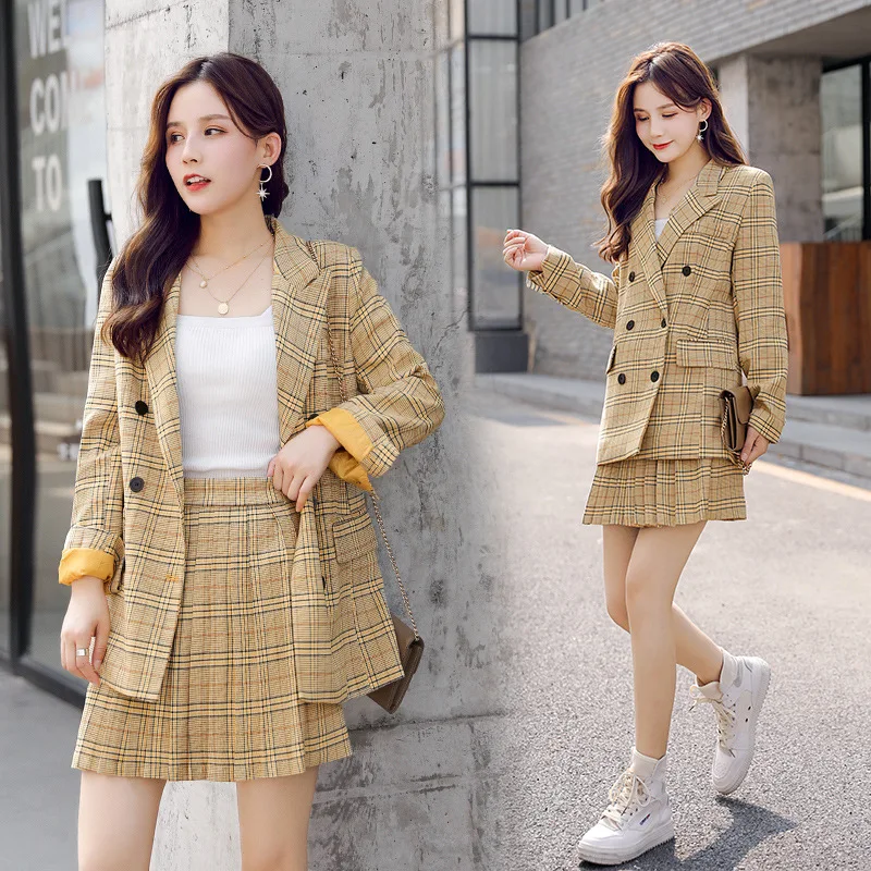 

European Goods British-Style Pattern Small Suit Fashionable Set 2019 Spring And Autumn New Style Korean-style Short Skirt Two-Pi
