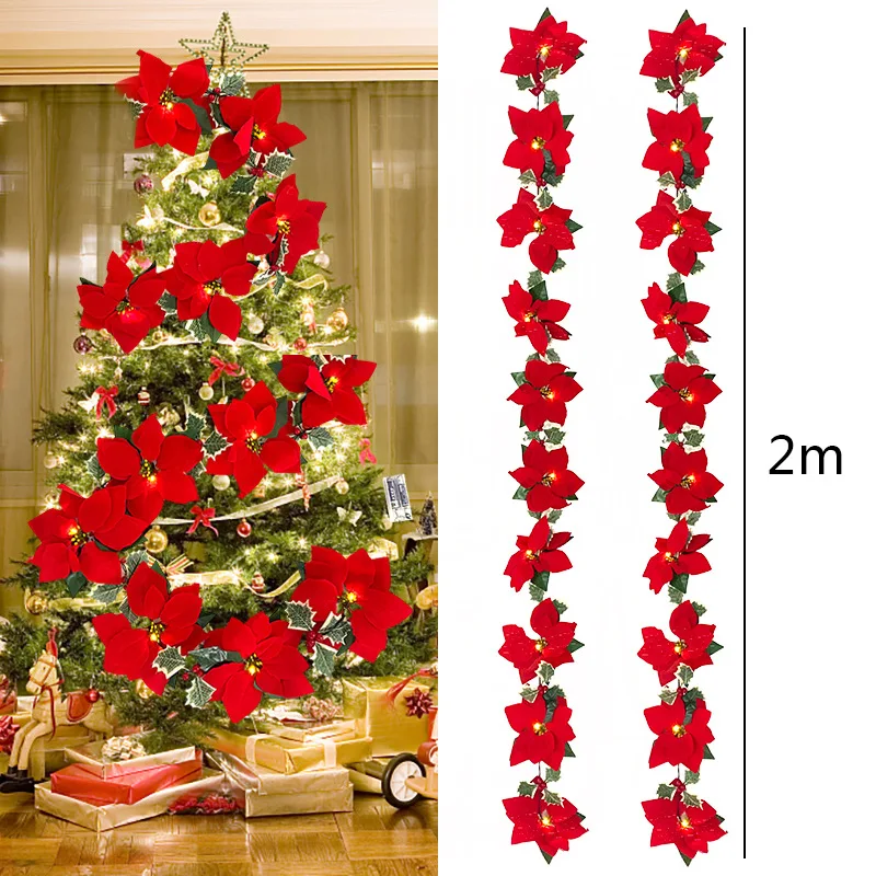 

2M 10 LED New Year Christmas Flannel Flower Light String Christmas Decoration For Home 2022 Christmas Ornaments Natal Table Deco