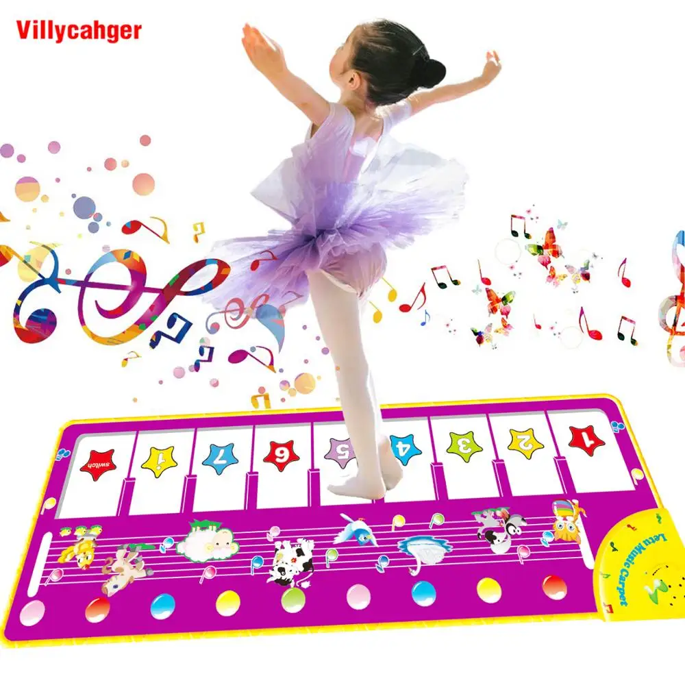 

100x36cm Cartoon Musical Mat with 8 Animals Sounds Baby Play Mat Piano Mat Music Instrument Education Learning Toys for Kids