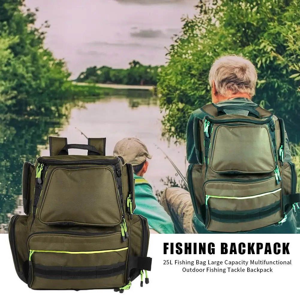 

25L Hot Sale Fishing Backpack Not Easy to Damage Multifunctional Fishing Backpack Large Capacity Outdoor Fishing Tackle Bag