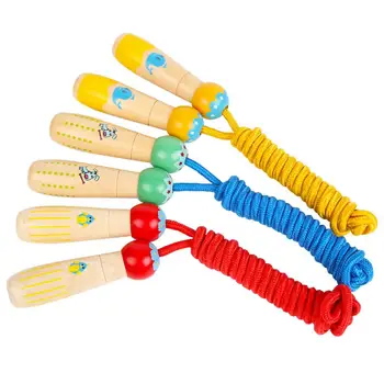 

Wooden Cartoon Animal Jumping Rope Children's Fitness Toys Flower Color Length Adjustable Rope Skipping For Exercise In Stock