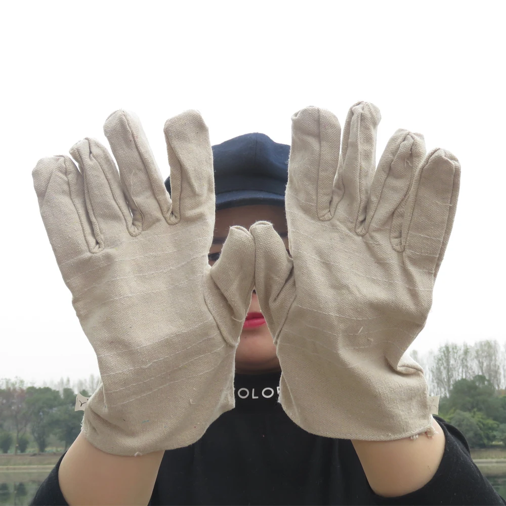 

Men Women Canvas Gloves Labor Supplies Full Finger Outdoor Hunting Safety Work Industrial protection insurance Welding Gloves