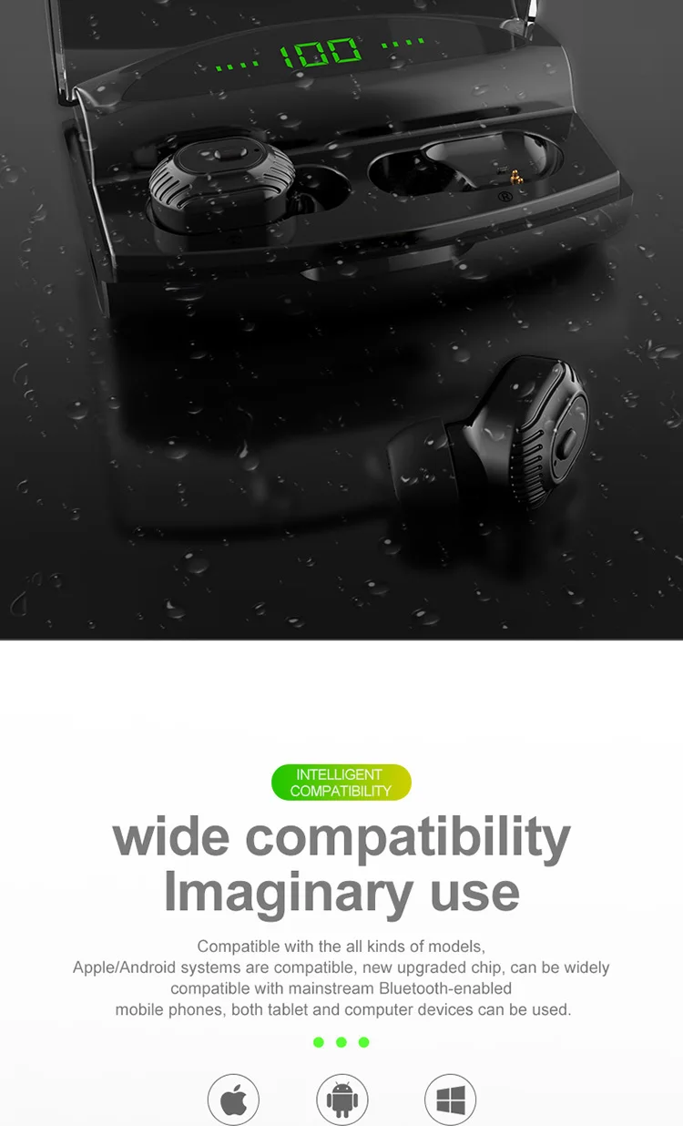 TWS Беспроводные наушники с шумоподавлением, 2200 мА/ч, внешний аккумулятор, водонепроницаемые наушники с микрофоном, Спортивная гарнитура, беспроводные наушники 5,0, Bluetooth