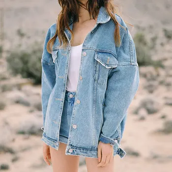 

Women's Blue Denim Jacket Autumn Winter Coat Blue Jeans Jacket Casual Harajuku Streetwear Oversize Women Korean Clothes 2020