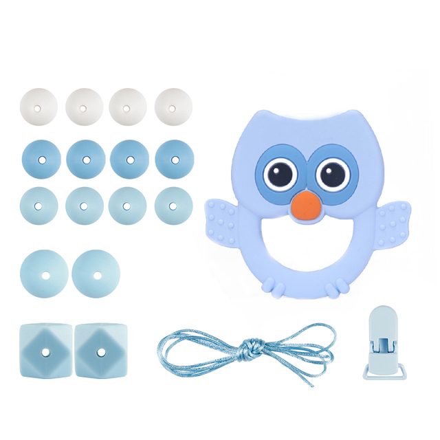 Clips DIY Accesories Set Owl Teether Silicone Bead BPA Free Handmade Teething Toys Holder Chain for Baby Chew