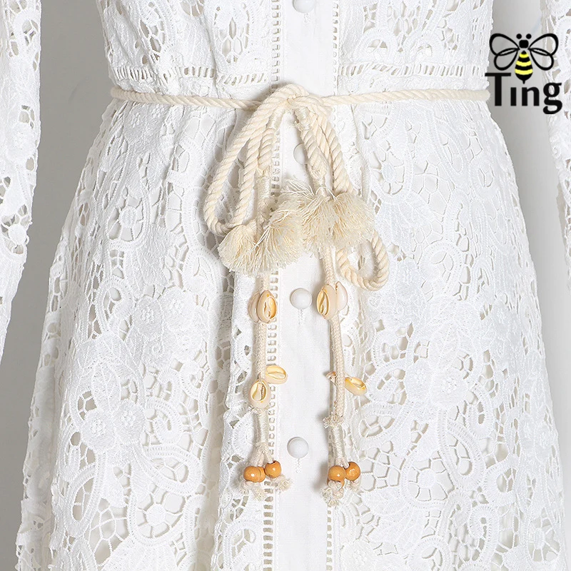 Tingfly весеннее дизайнерское подиумное платье с v-образным вырезом, однобортное длинное платье макси, кружевное платье с вырезами, вечерние платья, vestidos de