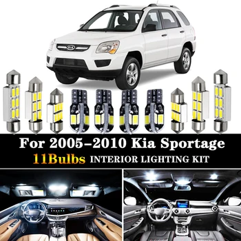 

11pcs Car Accessories White Interior LED Light Bulbs Package Kit For 2005-2010 Kia Sportage T10 31MM 39MM Map Dome Trunk Lamp