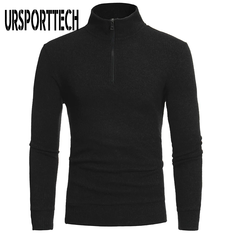 Мужской хлопковый свитер URSPORTTECH повседневный трикотажный с воротником поло на