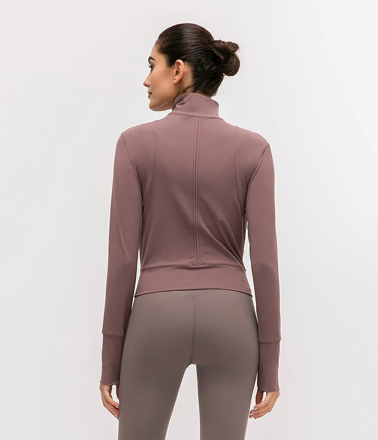 Для женщин длинный рукав, для йоги рубашка Спортивная одежда с застежкой "молния" быстросохнущая спортивный костюм Женская Беговая куртка пальто для фитнеса, верхняя одежда