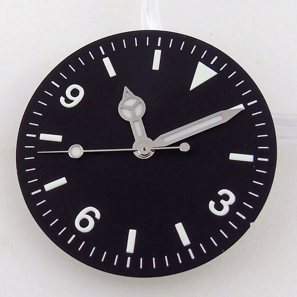 Nologo Black Vintage Watch Dial with Yellow Markers - 29mm