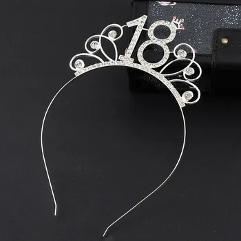 

18 Birthday Girl Tiara Crystal Rhinestone Birthday Crown Headband for Happy 18th Birthday Party Decorations Supplies Favor Gifts