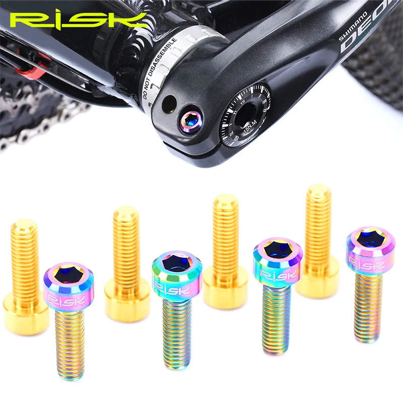 2 шт. Risk TC4 Титан M6x18mm MTB велосипед Кривошип крепежные болты Горный Дорожный велосипед интегрированные удлиненные шатуны запирающие винты