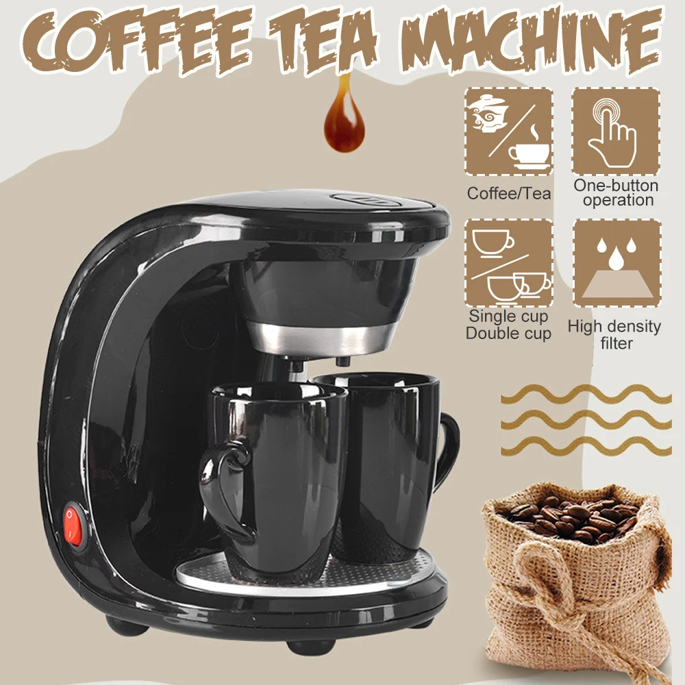 Beste 450W Auto Dual Cup Koffie Elektrische Infuus Koffiezetapparaat Dual gebruik Amerikaanse Koffie Thee Machine Huishouden 110 v 220 V