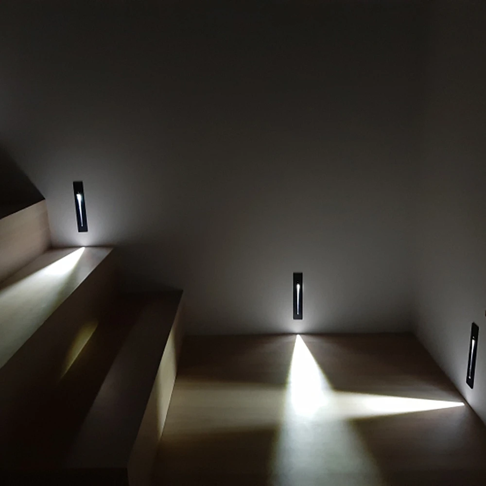 3W Recessed Led Stair Light AC85-265V Indoor IP20 Outdoor IP65 Corner Wall lights Stairs Step stairway Hallway staircase lamp