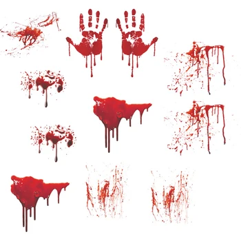 

Wall Art PVC Living Room Festival Horror Removable Window Sticker Waterproof Blood Handprint DIY Home Decor Halloween