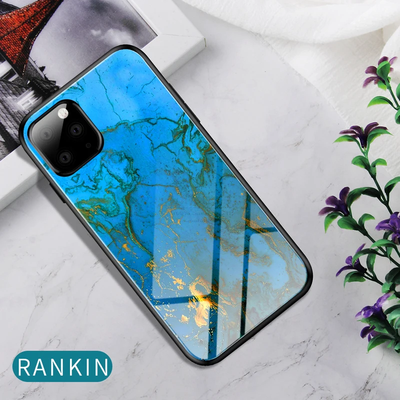 Блестящая задняя крышка для iPhone 11, чехол с градиентным закаленным стеклом, мягкая термополиуретановая форма для iPhone 11 Pro/MAX, чехлы для мобильных телефонов - Цвет: Rankin
