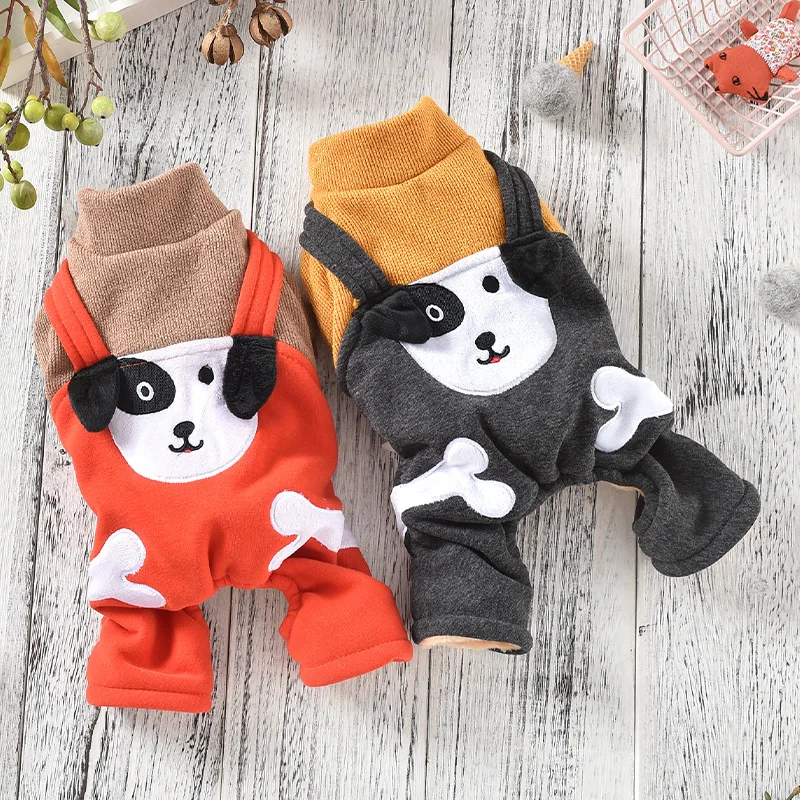 

Autumn and Winter 2019 Newest Dog Clothing with Bone Printed Four-legged Clothing for Small and Medium Dog Jumpsuits for Pet