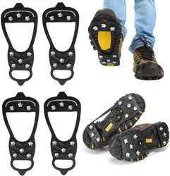 1/2 Pair Non Slip Ice Gripper Spike with 8 Steel Studs Crampons Ice Snow Traction Cleats Durable Snow Shoes Spike for Snow Shoes