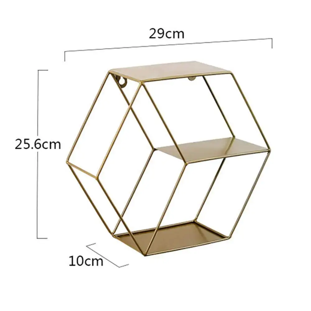 Черная настенная полка для Хранения Подвесной Декор шестиугольная Геометрическая рамка для хранения железные сетки детская комната DIY Настенный декор держатель@ 25