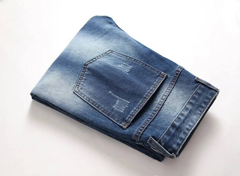 2019 джинсы мужские винтажные панк синие обтягивающие рваные джинсы Брюки Модный ковбойский стиль Осенние новые хип-хоп рваные джинсы