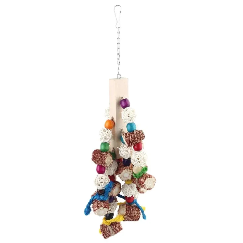 Parrots Swing Wooden Column Corncob Colorful Beads Nibble Chewing Toys Entertain | Дом и сад