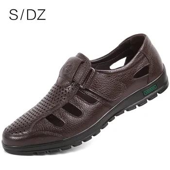 

SDZ Sandals Men Summer High Quality Cow Leather Beach Outdoor Sandals Man Comfortable Soft Footwear Rubber Men Shoes Size 38-44