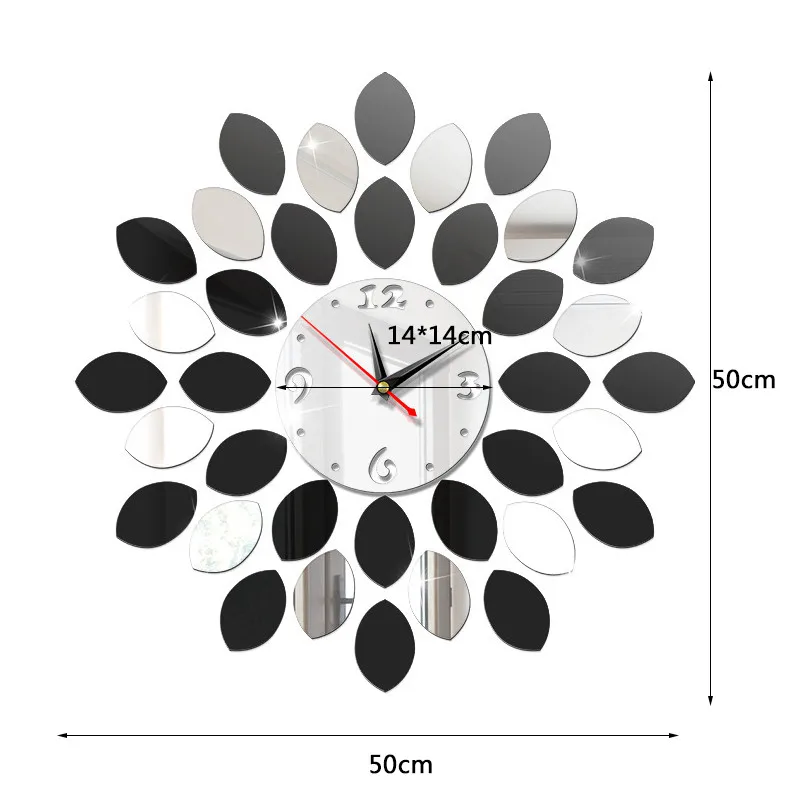 Смешанные цвета сочетание зеркальные настенные часы фон настенные часы ТВ настенные наклейки трехмерные декоративные аксессуары для дома