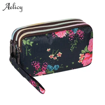 

2020 Women's Wallet Flower Print Wallet Fashion Handbags Wild Double Zipper Clutch Bag Multi-card Women Bag Purse Cards Wallet