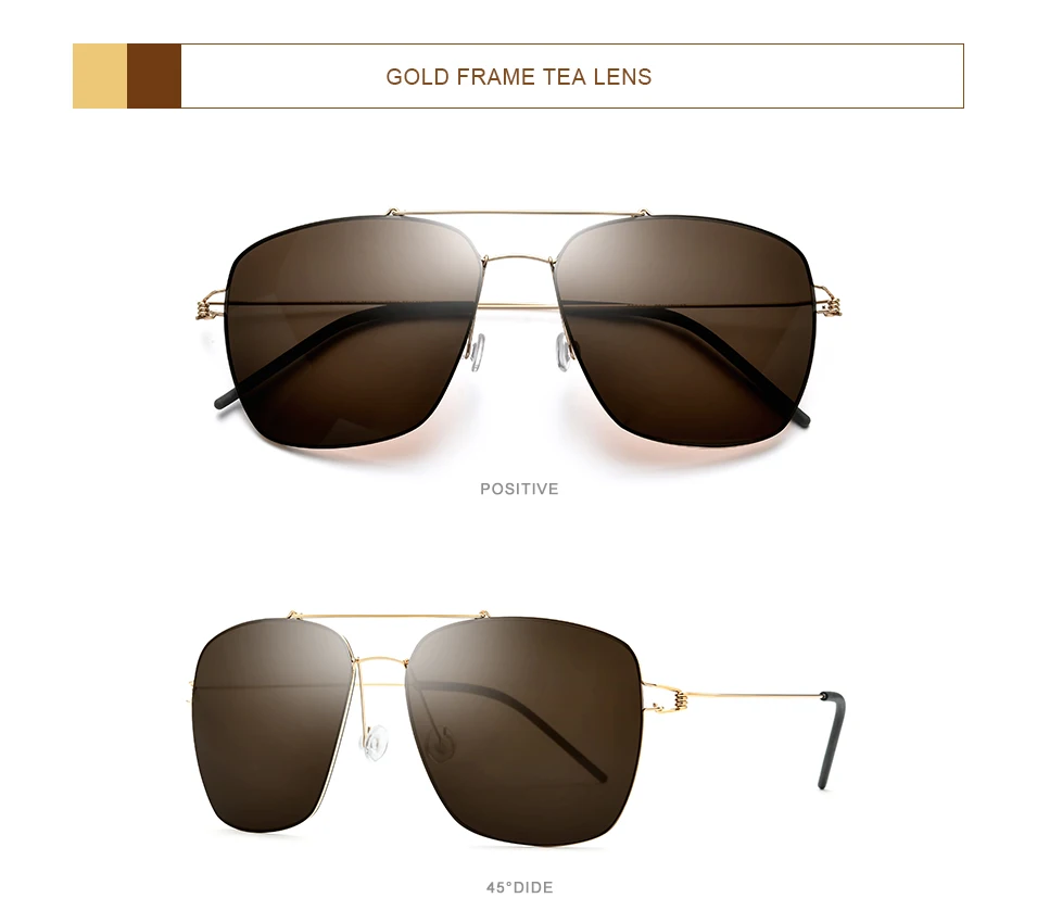 FONEX Polarisierte Sonnenbrille Männer Ultraleichte Marke Design Quadratische Sonnenbrille Dänemark Morten Schraubenlose Shades Brillen 98622 – Detail 8