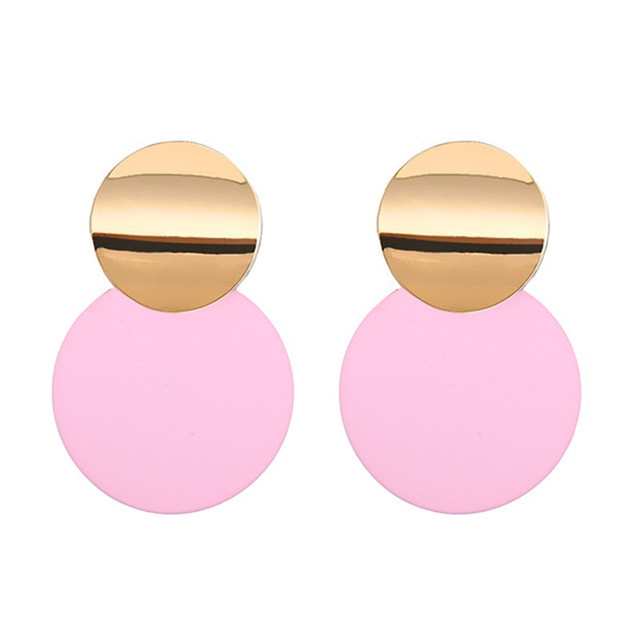 New Korean Acrylic Pink Geometric Earrings for Women Cute Romantic Round Flower Heart Candy Color Fashion Jewelry Brincos