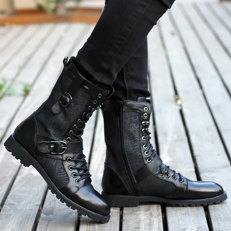 

Genuine Leather Pointed-Toe Martin Boots Men's 2019 New Style Hight-top Casual Worker Boot Korean-style England Short Boots Men'