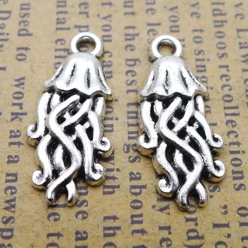 

200pcs Jellyfish Charms 10mm x 22mm DIY Jewelry Making Pendant antique silver color