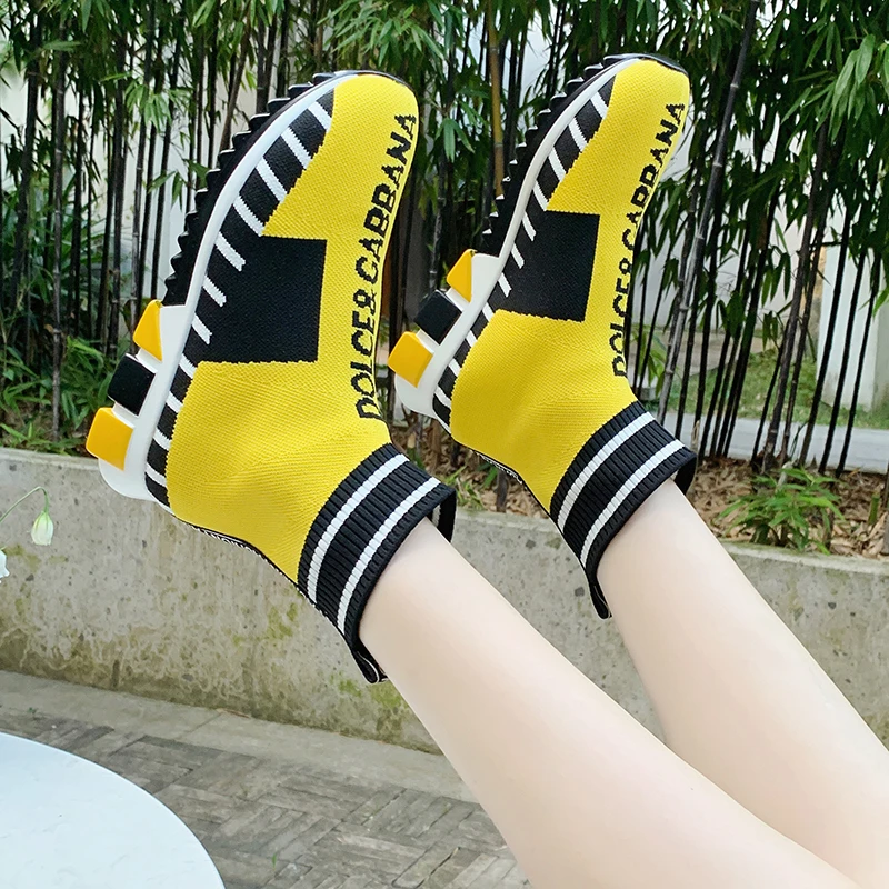 

Slip on Sock Women Shoes Anti-Slip Summer Boots Rubber Sole Women High Boots Fashion Lightweight Spring Women Boots Cushioning