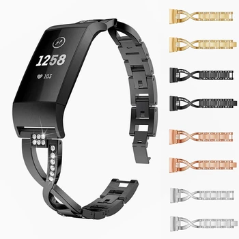 

Diamond Stainless Steel Bracelet For Fitbit Charge 4 Smart Watch Band Elegant Strap Metal For Fitbit Charge 4 / Charge 3