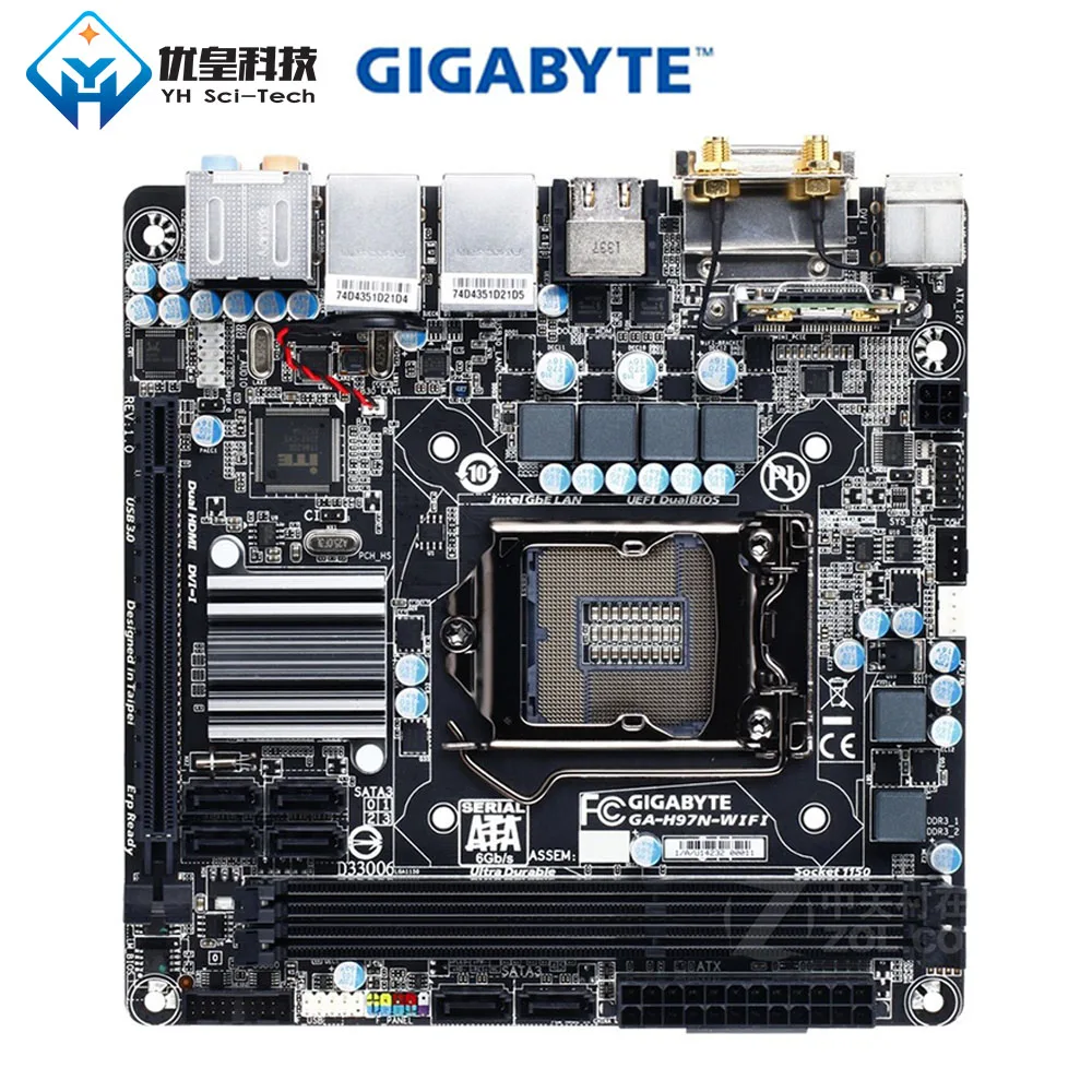 Оригинальная б/у настольная Материнская плата Gigabyte H97N-WIFI H97 Socket LGA 1150 Core i7/i5/i3/Pentium/Celeron DDR3 16G Mini-ITX Оригинальная б/у настольная Материнская плата Gigabyte H97N-WIFI H97 Socket LGA 1150 Core i7/i5/i3/Pentium/Celeron DDR3 16G Mini-ITX