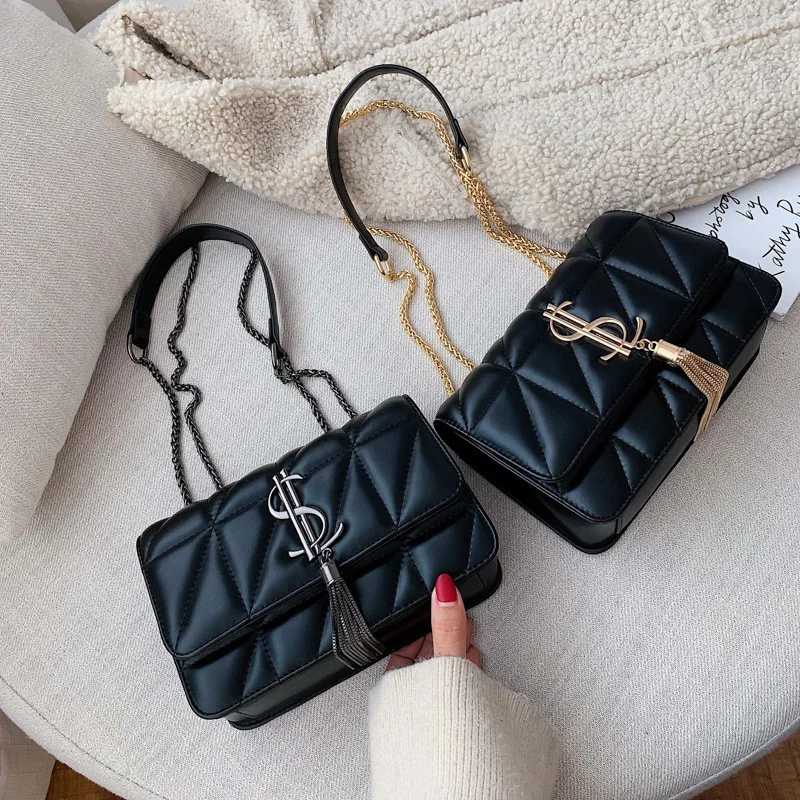 

Ladies Messenger Bag New PU Single Shoulder Small Square Bag Fashion Rhombus Chain Female Bag