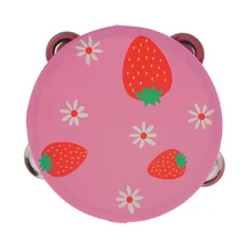 Деревянный Бубен бубен с колокольчиками игрушки Дети музыкальный ударный инструмент клубника