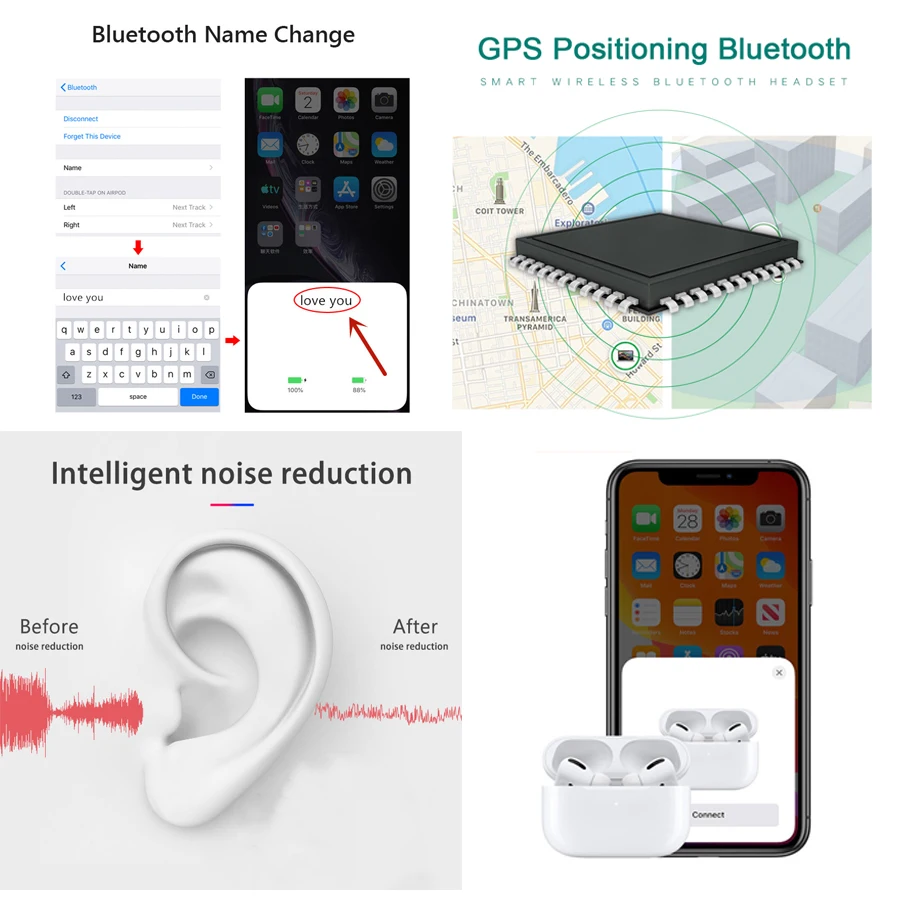 AP Pro TWS Airpuding Noise GPS Wireless Bluetooth earphone smart sensor 1:1 tws Air 3 Pro Head Phone Wireless Charging Earbuds