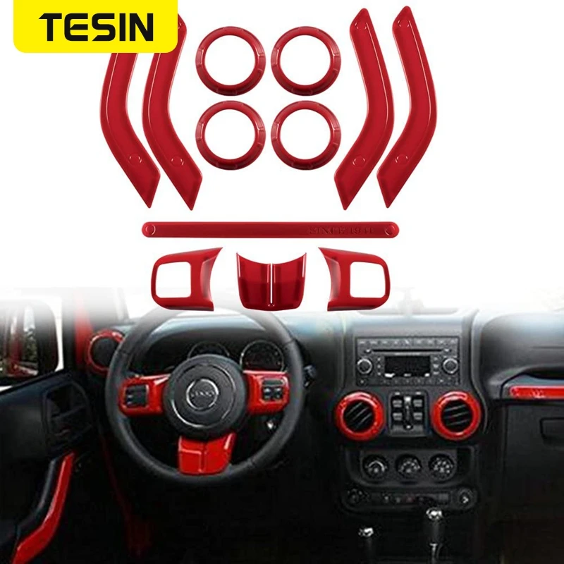 

Car 12 PCS 4 Door Interior suits Decoration Trim Kit For Jeep Wrangler JK 2011-2017 ABS High Quality Car Interior Accessories