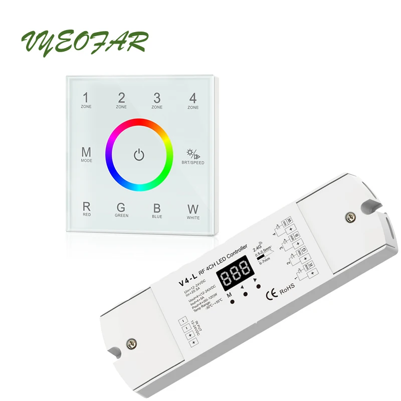 Новое настенное крепление сенсорный Панель RGBW Led полосы контроллера 100V 230V 4 зоны
