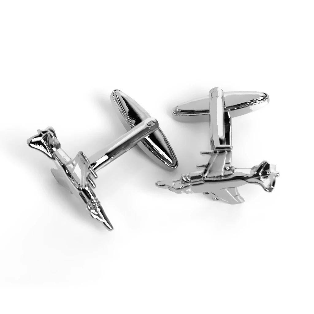  Pack of 2 PCS Mens Shirt Suit Decor Accessories Marines Plane Design Cuff Link Cufflinks silver color